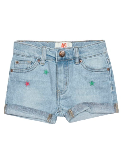 Ao76 Kids' Star Embroidered Shorts In Blue
