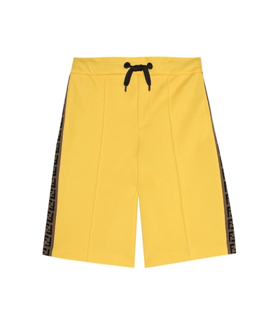 Fendi Kids' Yellow Cotton Blend Shorts