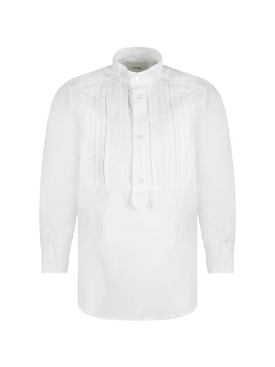 Fendi Kids' White Shirt For Boy With Iconic Ff