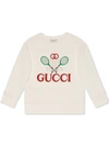 Gucci Kids'  Tennis Cotton Sweatshirt In White