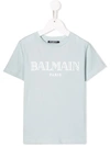 Balmain Kids' Cotton T-shirt In Celeste