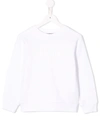 Balmain Kids' Hoodless Cotton Sweatshirt In Bianco
