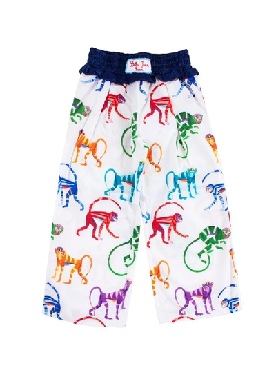 Stella Jean Kids' Girls Pants In Cotton Printed With Monkeys In White