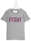 Alberta Ferretti Kids' Grey Girl T-shirt With Purple Writing
