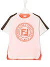 Fendi Kids' Logo Print Short Sleeve T-shirt In Latte