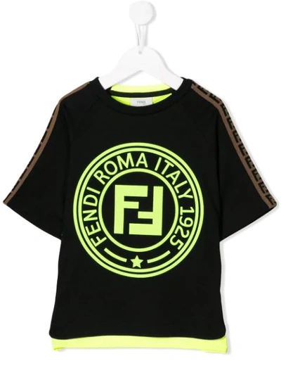 Fendi Kids' Logo Print T-shirt In Multicolor
