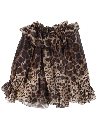 Dolce & Gabbana Kids' Little Leopard Shirt In Leopard Print