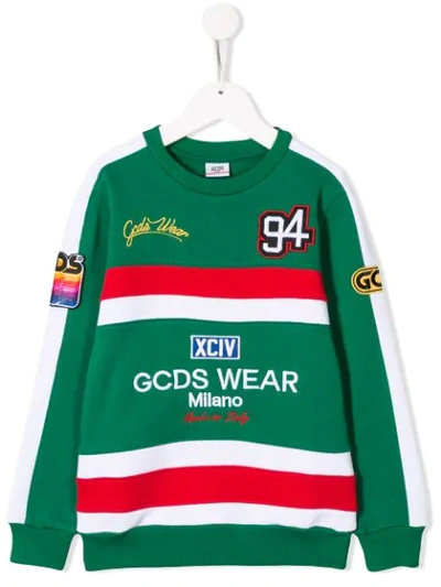 Gcds Kids' Patch Logo Sweatshirt In Verde
