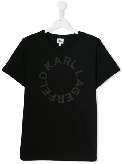 Karl Lagerfeld Teen Logo Print T-shirt In Black