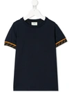 Fendi Kids' Double F Logo-trim T-shirt In Navy