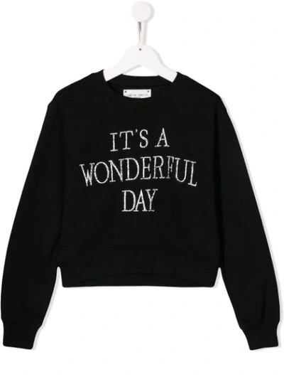 Alberta Ferretti Kids' It's A Wonderful Day Sweatshirt In Black