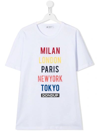 Dondup Kids' Printed Short Sleeve T-shirt In White