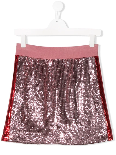 Alberta Ferretti Teen Sequinned Mini Skirt In Pink