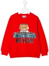 Moschino Kids' Toy Bear Disc Jockey Sweatshirt In Rosso