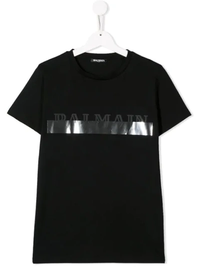 Balmain Teen Logo Print T-shirt In Nero