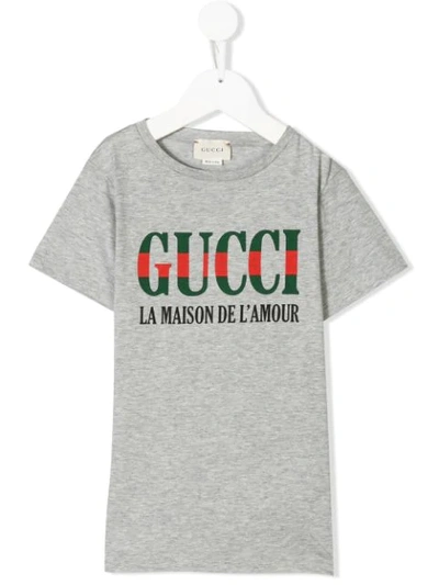 Gucci Kids' Grey Cotton Jersey T-shirt In Grigio