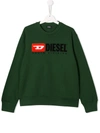 Diesel Kids' Screwdivision Over Sweatshirt In Dark Green