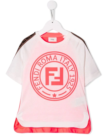 Fendi Kids' T-shirt With Logo Ff In Latte