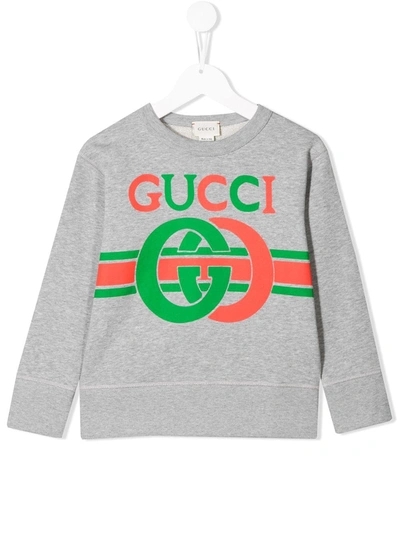Gucci Kids' Sweatshirt Interlocking G In Cotton In Grey