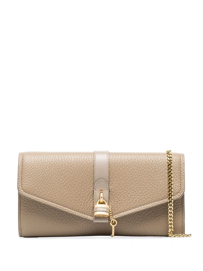 Chloé Grey Aby Leather Clutch Bag In Neutrals