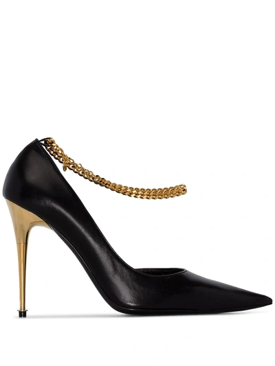 Tom Ford Black 105 Ankle Chain Leather Pumps