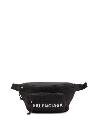 Balenciaga Wheel Logo-embroidered Belt Bag In Black