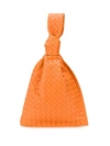 Bottega Veneta Bv Twist Knotted Intrecciato Leather Clutch In Orange