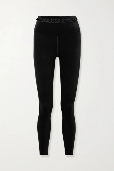 Year Of Ours Samba Ruffled Stretch-velvet Leggings In Black