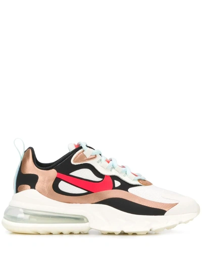 Nike Air Max 270 React Mesh, Faux Leather And Neoprene Sneakers In Sail/blacmtlc Red Bronze-pure Platinium