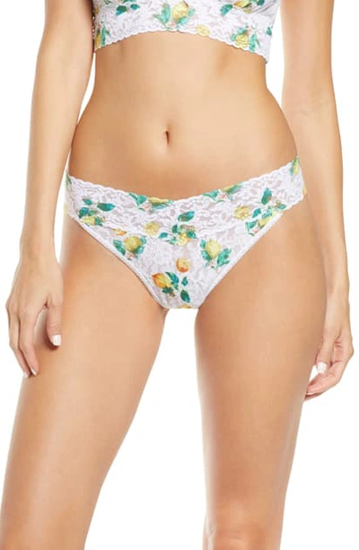 Hanky Panky Original-rise Printed Lace Thong In White/ Mult