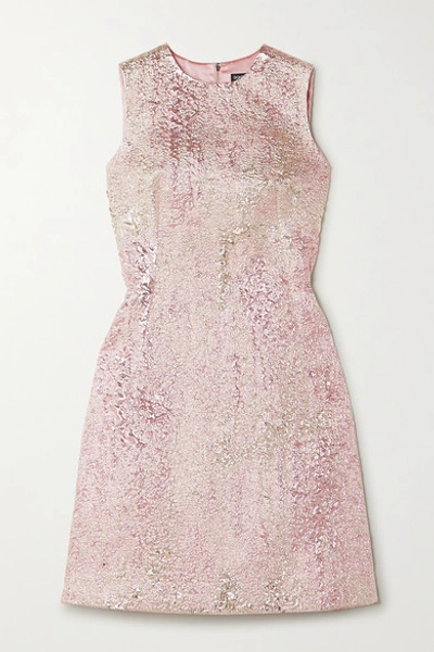 Dolce & Gabbana Metallic Cloqué Mini Dress In Pink