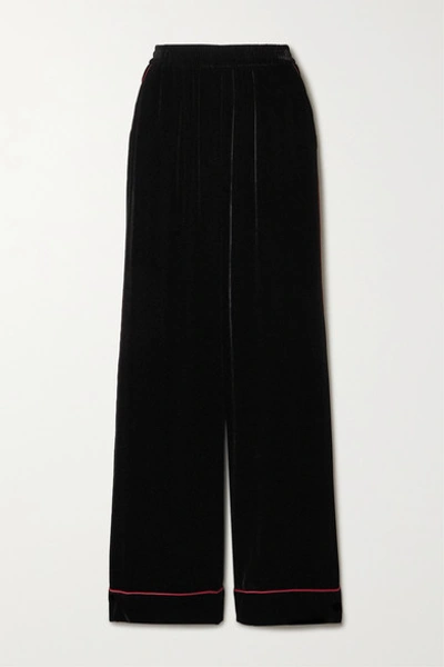 Dolce & Gabbana Piped Velvet Wide-leg Pants In Black