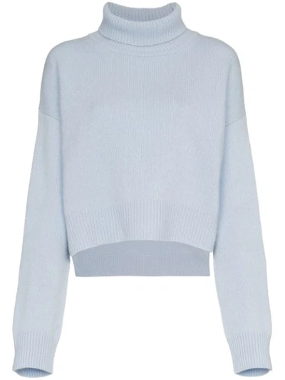 Rejina Pyo Cropped Turtleneck Cashmere Jumper In Blue