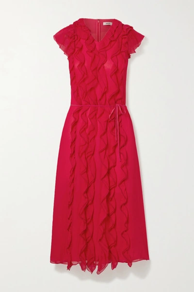 Jason Wu Ruffled Silk-georgette Midi Dress In Pink