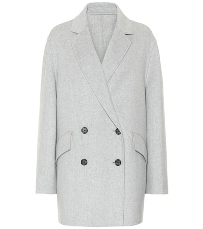 Joseph Milburn Double-breasted Wool And Cashmere-blend Coat In Gray