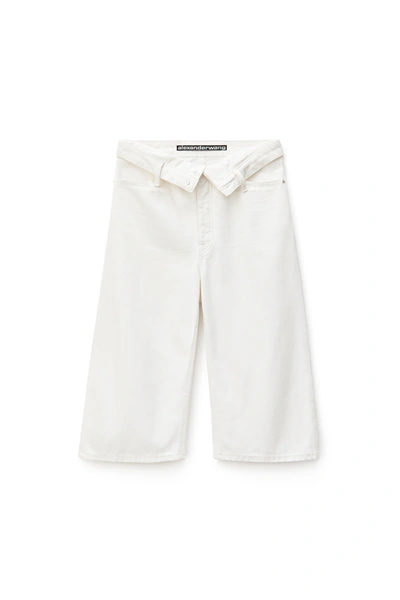 Alexander Wang Scout Flip Fold-over Denim Shorts In Stay White