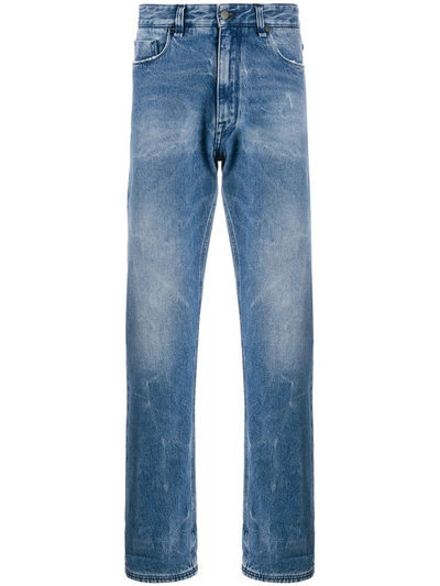 Fendi Ff-jacquard Straight-leg Jeans In Blue
