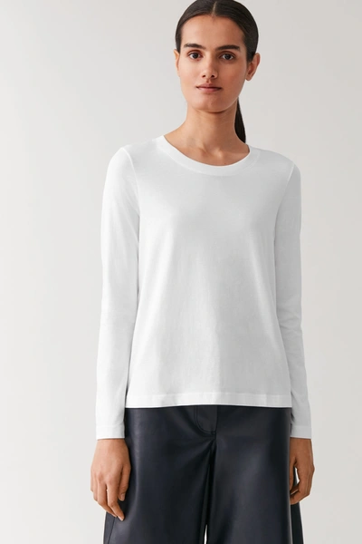 Cos Long-sleeved Cotton Top In White