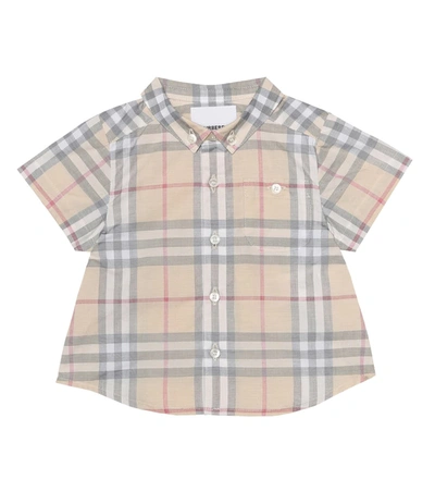 Burberry Baby Boy's Trauls Check Short-sleeve Shirt In Pale Stone