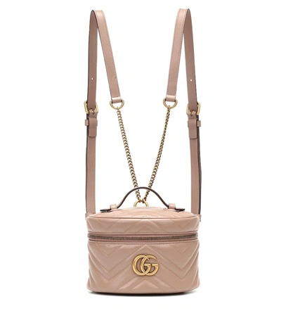 Gucci Gg Marmont Mini Leather Backpack In Beige