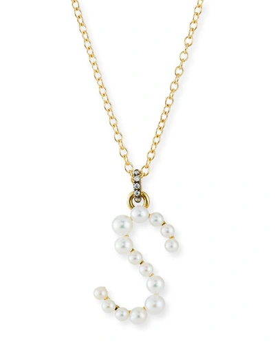 Jemma Wynne Prive 18k Pearl Letter S Necklace