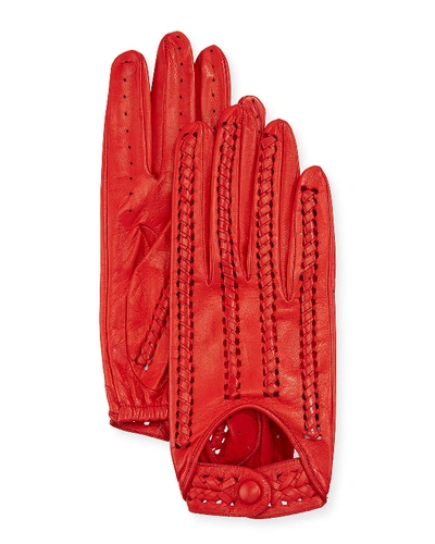 Portolano Woven Napa Leather Driving Gloves In Red