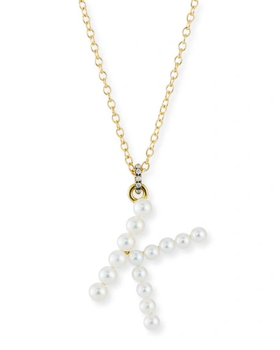 Jemma Wynne Prive 18k Pearl Letter K Necklace