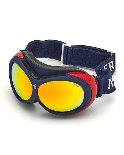 Moncler Men's Mirrored Ski Goggles In Blue/smoke Mirror