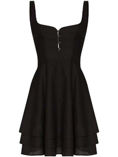 Esteban Cortazar Tiered Pleated Cotton Mini Dress In Black