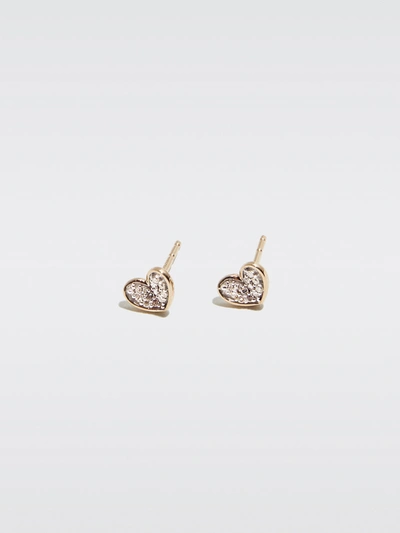 Adina Reyter Super Tiny Pave Heart Posts - Yellow 14k - Size One