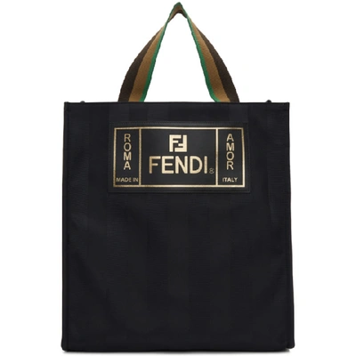 Fendi Black Canvas Tote Bag In Nero