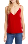 L Agence Gabriella V-neck Velvet Cami Top In Barbados Red