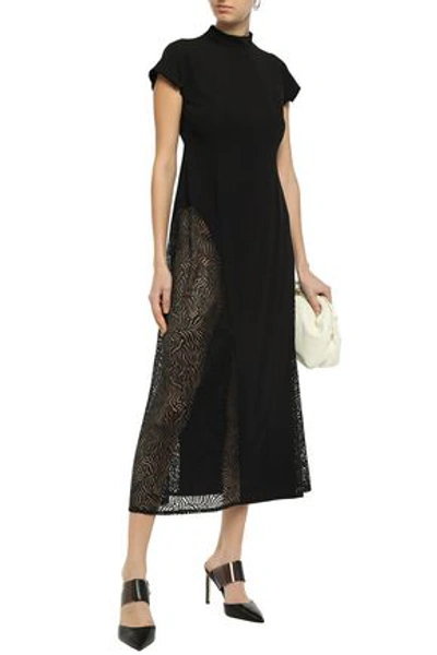 Beaufille Lace-paneled Jersey Midi Dress In Black