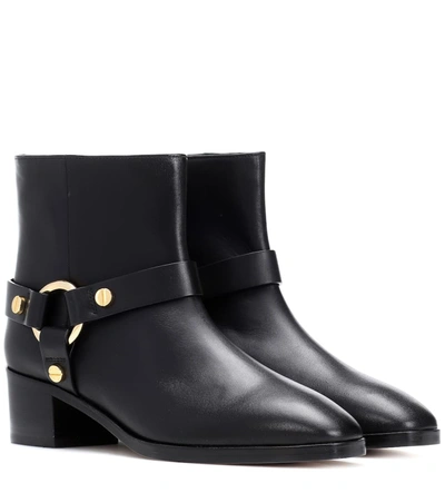 Stuart Weitzman Embellished Leather Ankle Boots In Black